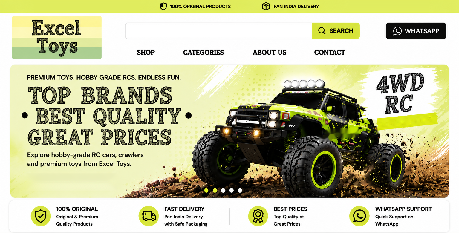 Excel Toys approved homepage